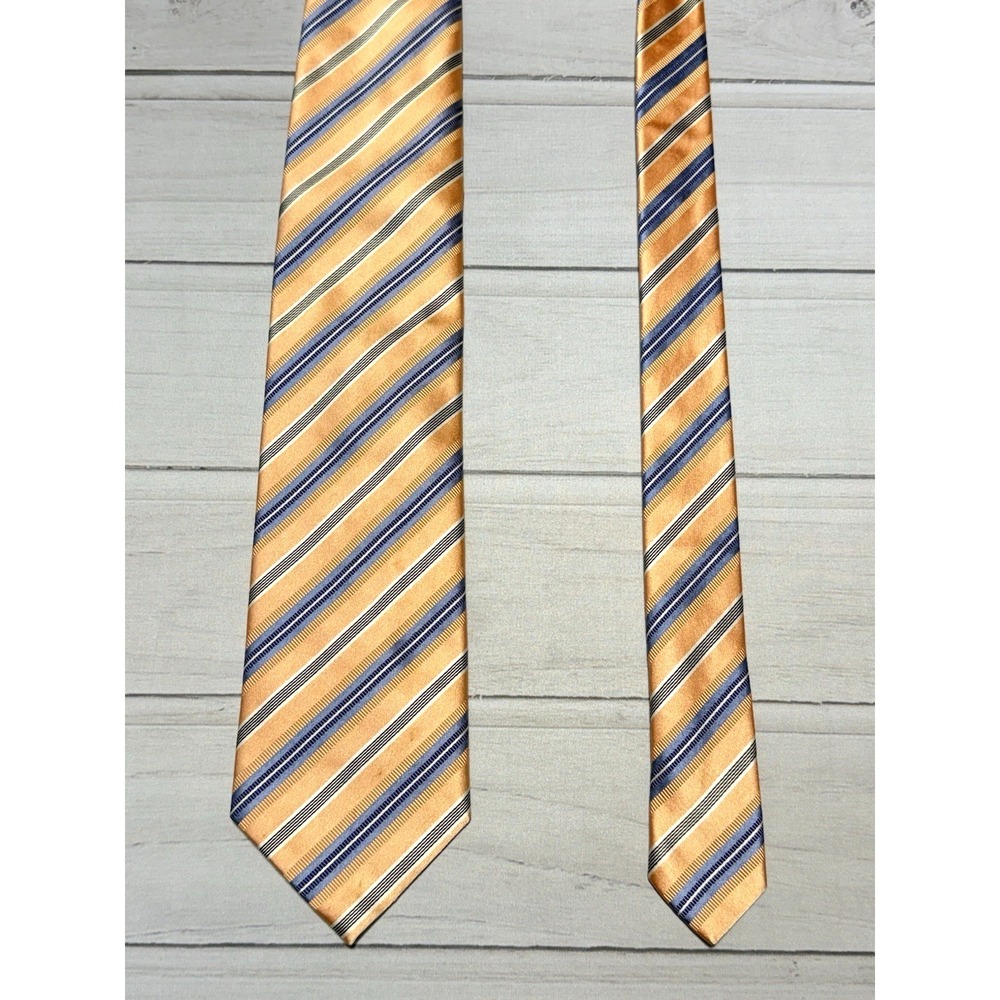 Brioni Tie Blue Peach Blue Striped Necktie Italy Luxury Designer Over 60"